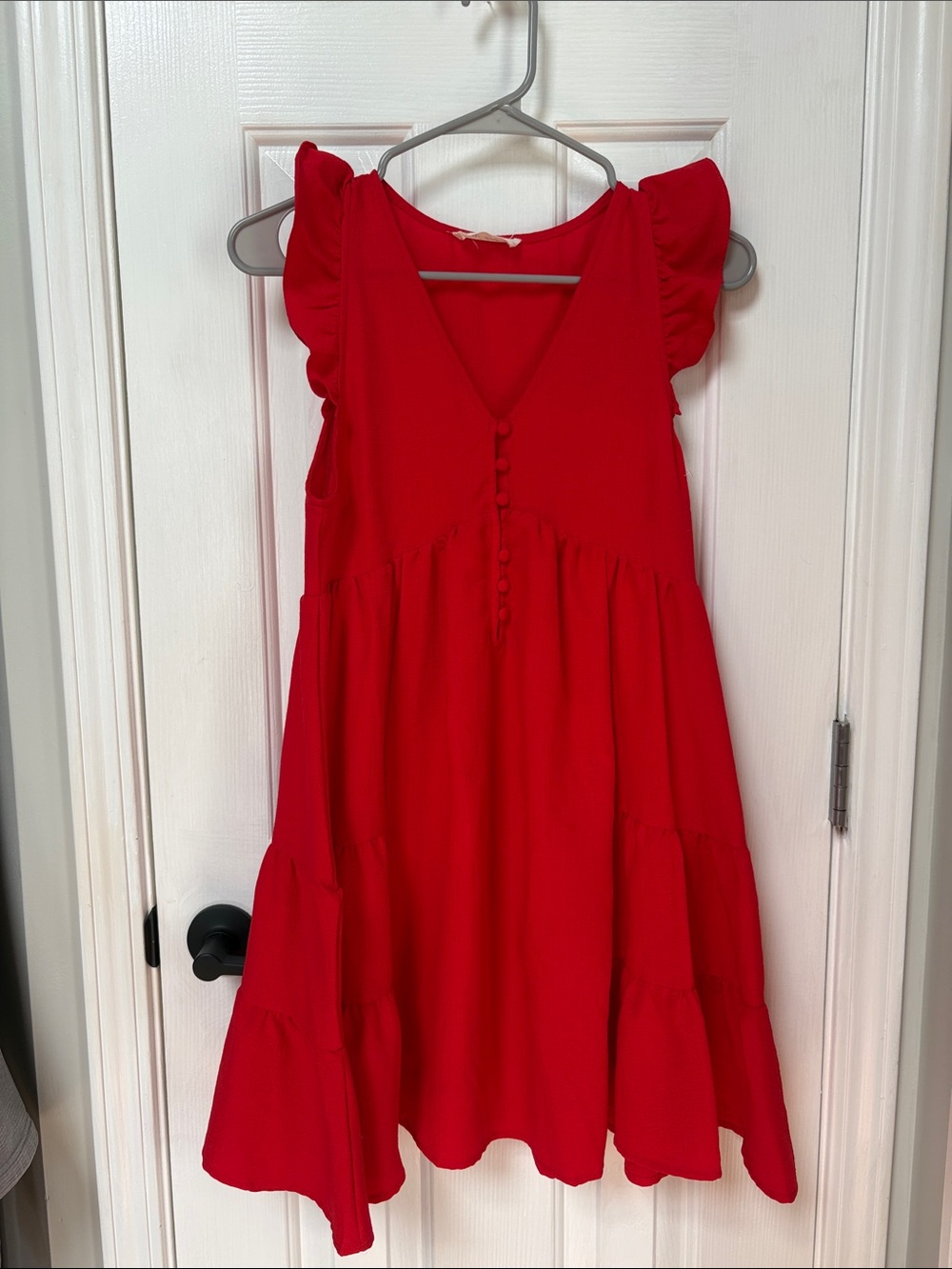 Perfect Gameday Red Flutter Sleeve Dress Red